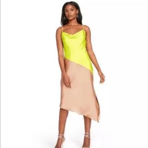 CUSHNIE for Target Women's Two-Tone Slip Dress - Lime Green/Tan Size 0